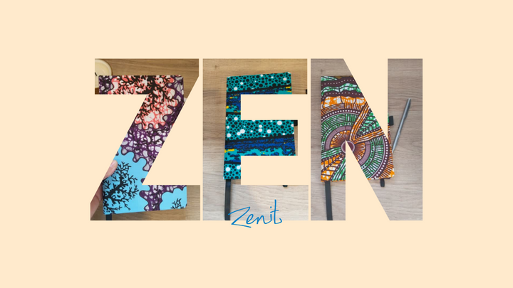 the letters ZEN with custom wellness journals for self care journaling in the background 