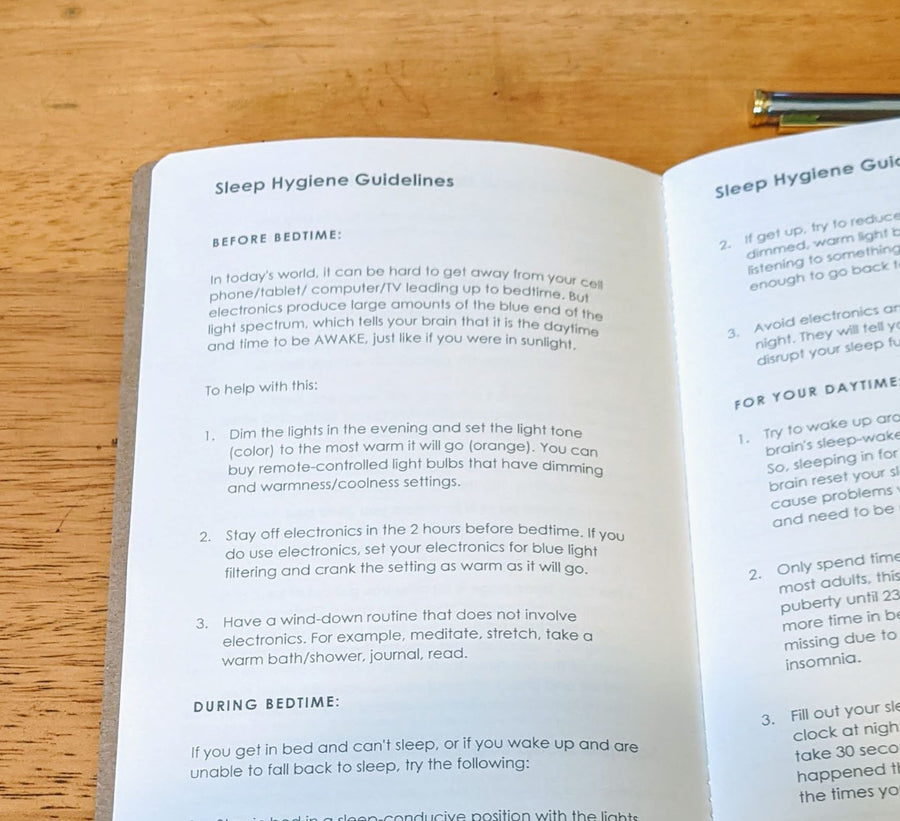 sleep journal for self care journaling
